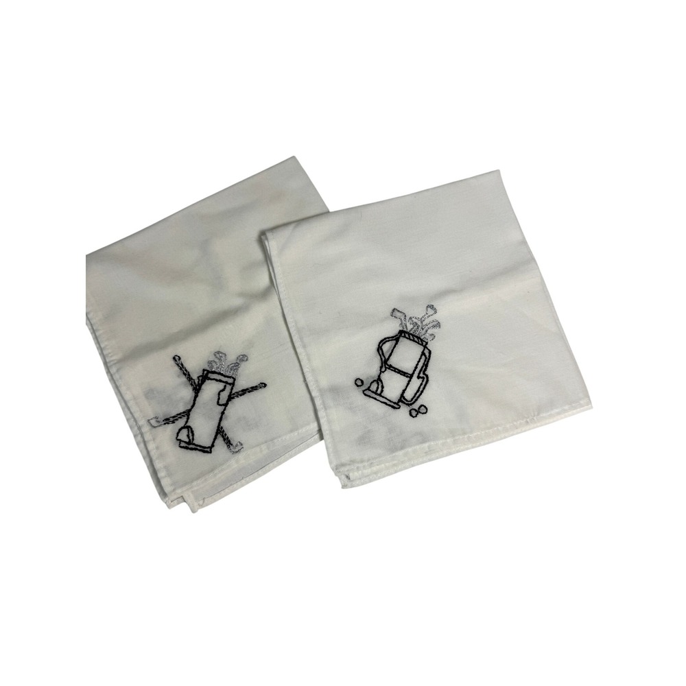 Set of (2) Hand Embroidered Monogrammed Golf Hankercheif "Raymond" Golf Bags